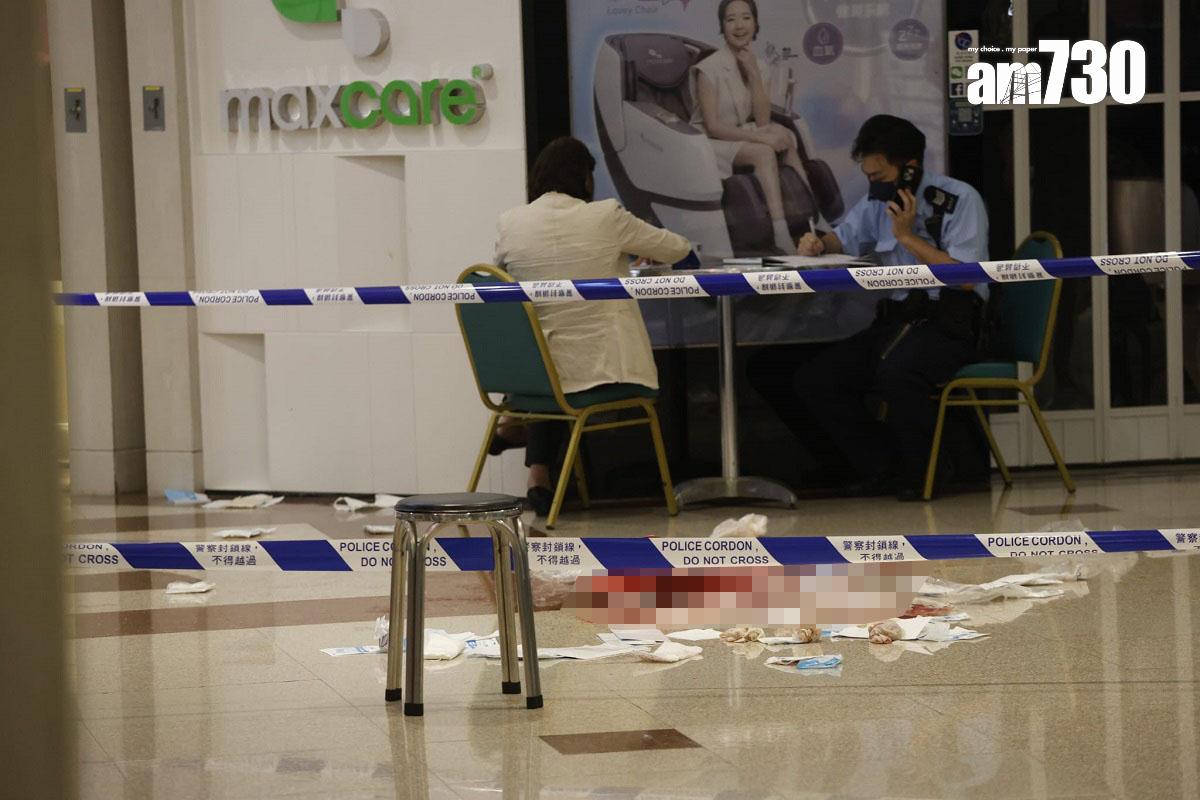 鑽石山荷里活廣場發生謀殺案,現場遺下一堆染血紙巾。(林俊源攝)