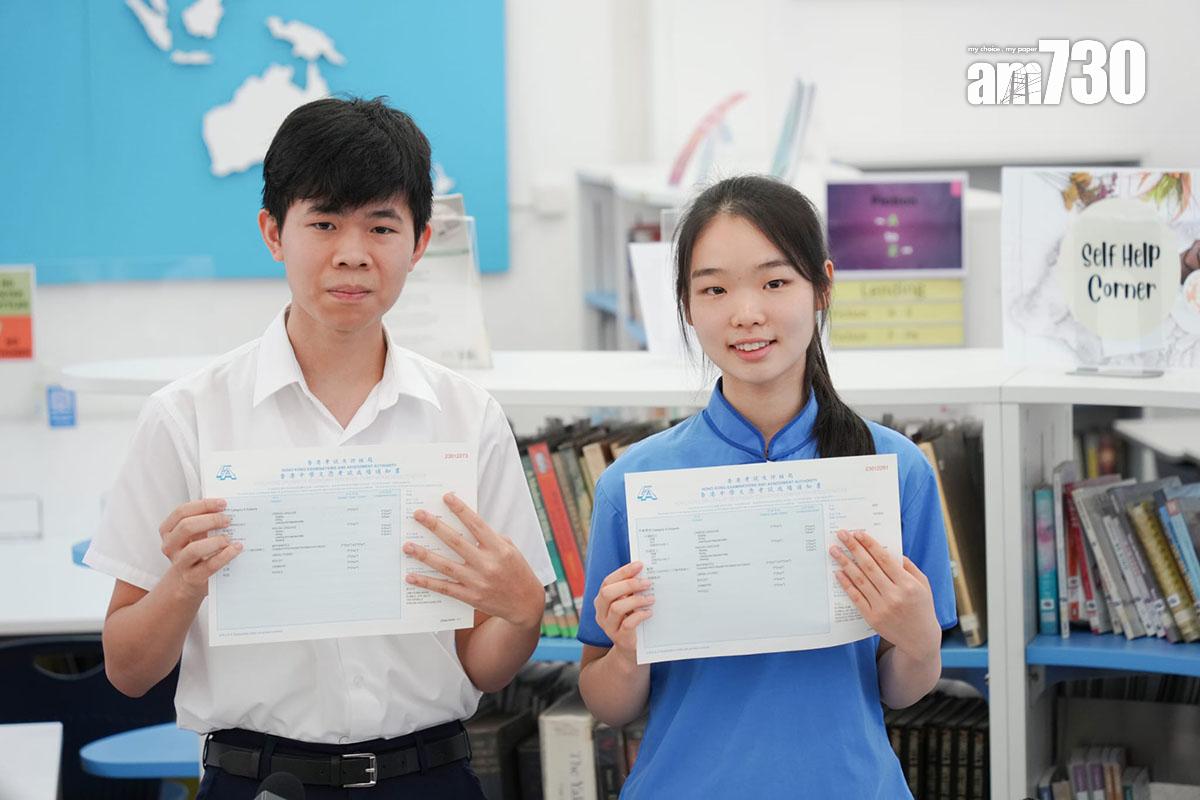聖保羅男女中學「超級狀元」藍仲宏(左)和古冰心(右)。(李睿哲攝)
