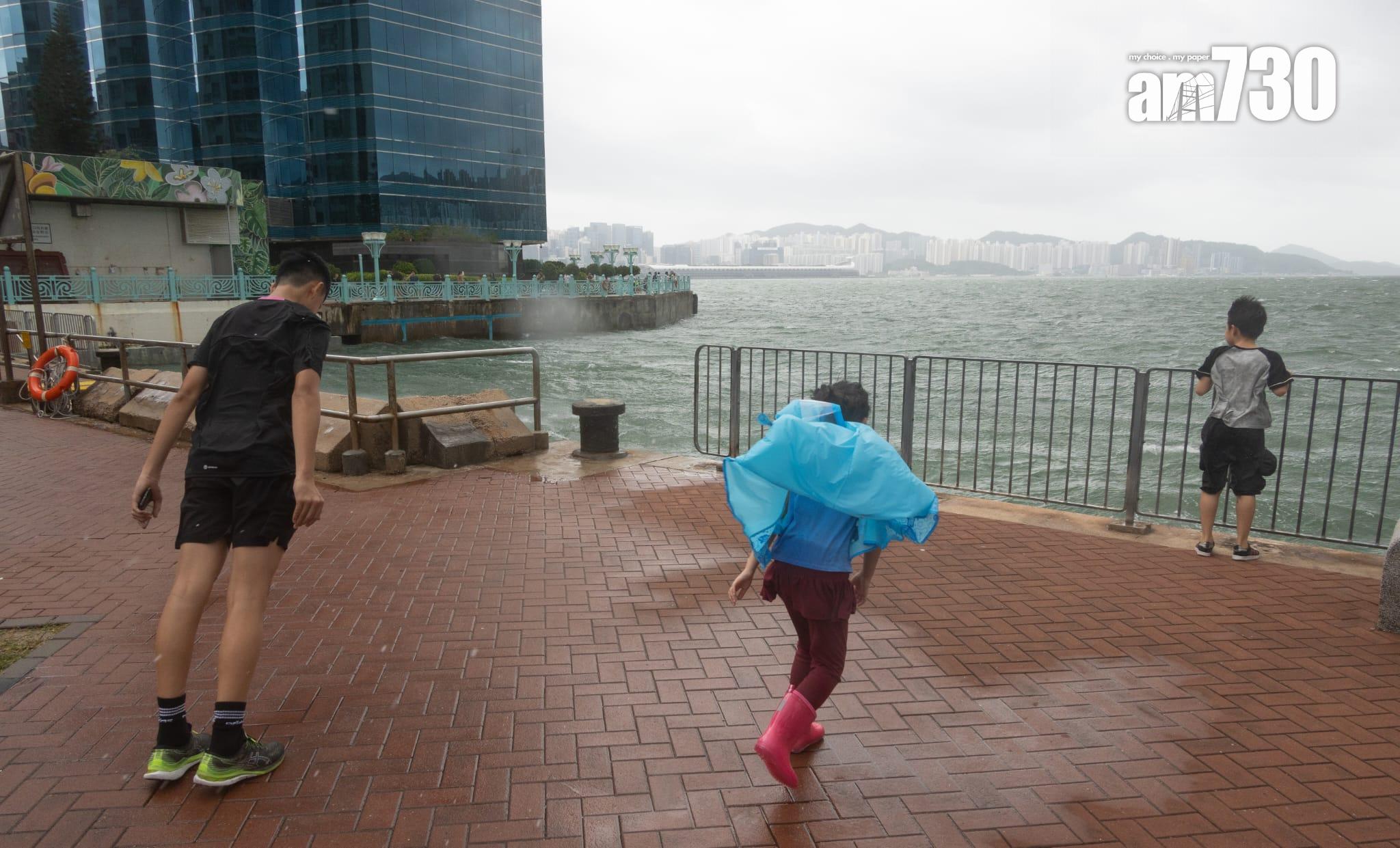 颱風泰利|八號風球下巿民無懼風浪到紅磡碼頭岸邊觀浪(蘇文傑攝)