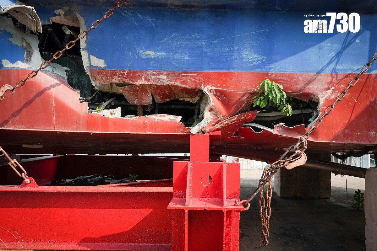 南丫四號在意外後,殘骸一直停放在昂船洲政府船塢。(資料圖片/李睿哲攝)