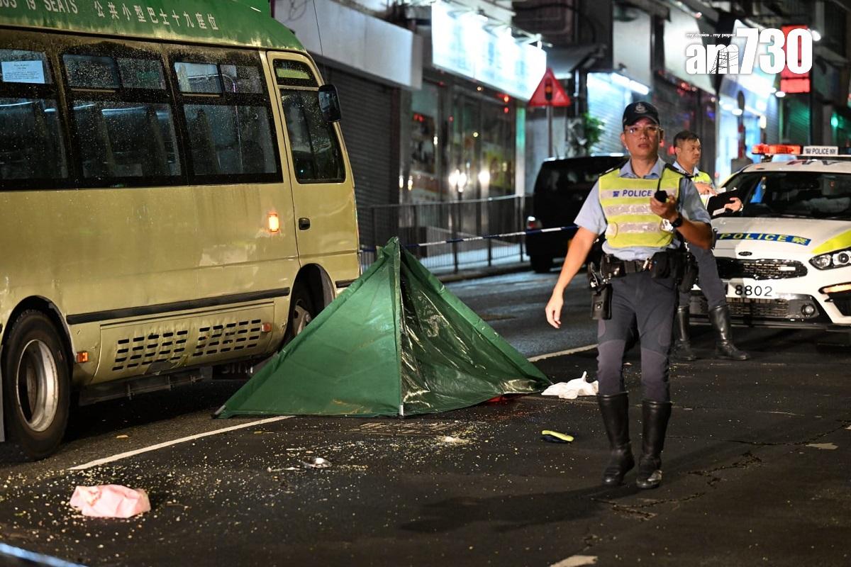 康寧道發生致命交通意外,涉事專綫小巴當時沿上山方向行駛。(陳奕釗攝)
