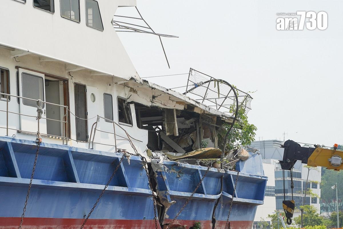 南丫四號在意外後,殘骸一直停放在昂船洲政府船塢。(資料圖片/李睿哲攝)