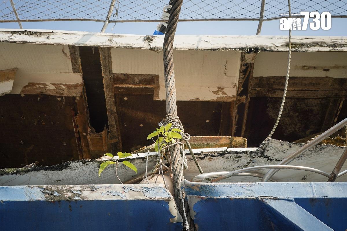 南丫四號在意外後,殘骸一直停放在昂船洲政府船塢。(資料圖片/李睿哲攝)