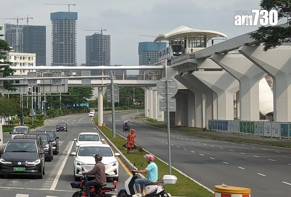 比亞迪無人駕駛電動高架列車「雲巴」。(資料圖片/羅庸軒攝)
