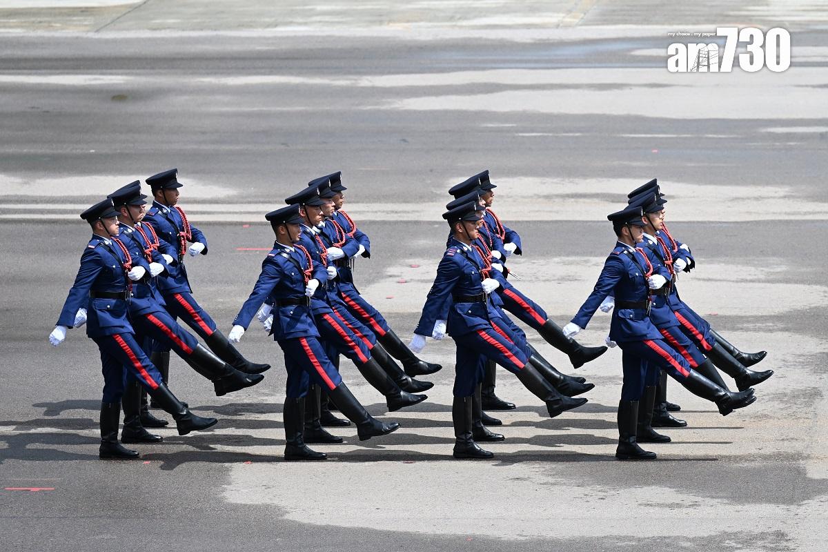 消防及救護學院舉行開放日,設有步操示範。(陳奕釗攝)