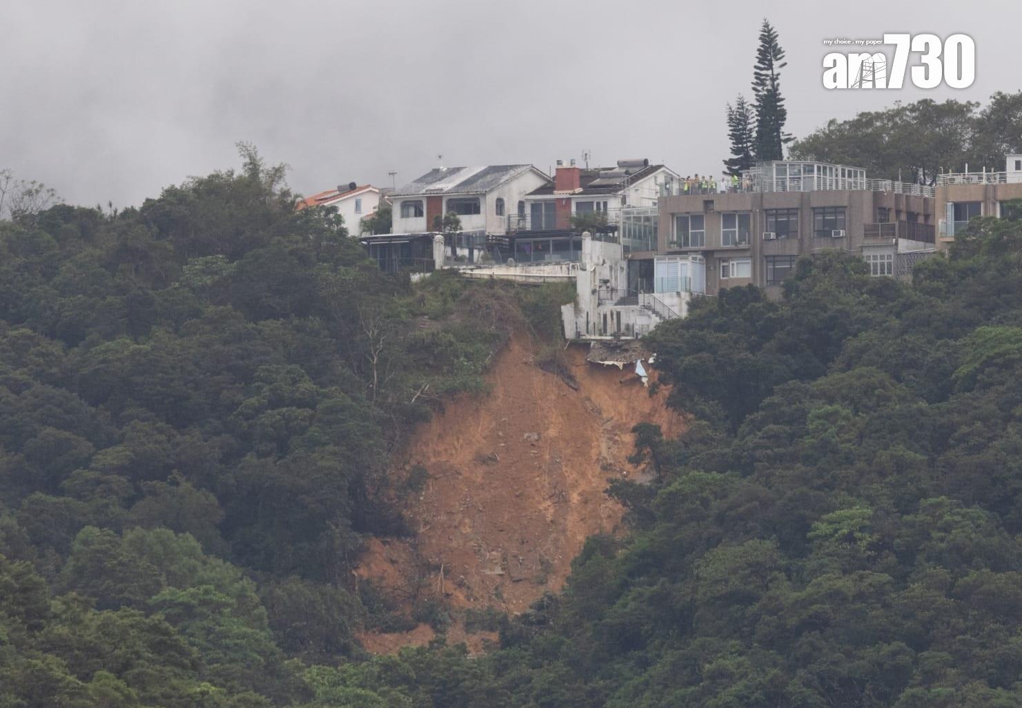 世紀暴雨|清水灣甘澍路獨立屋地基外露,儼如「紅山半島」的翻版。(蘇文傑攝)
