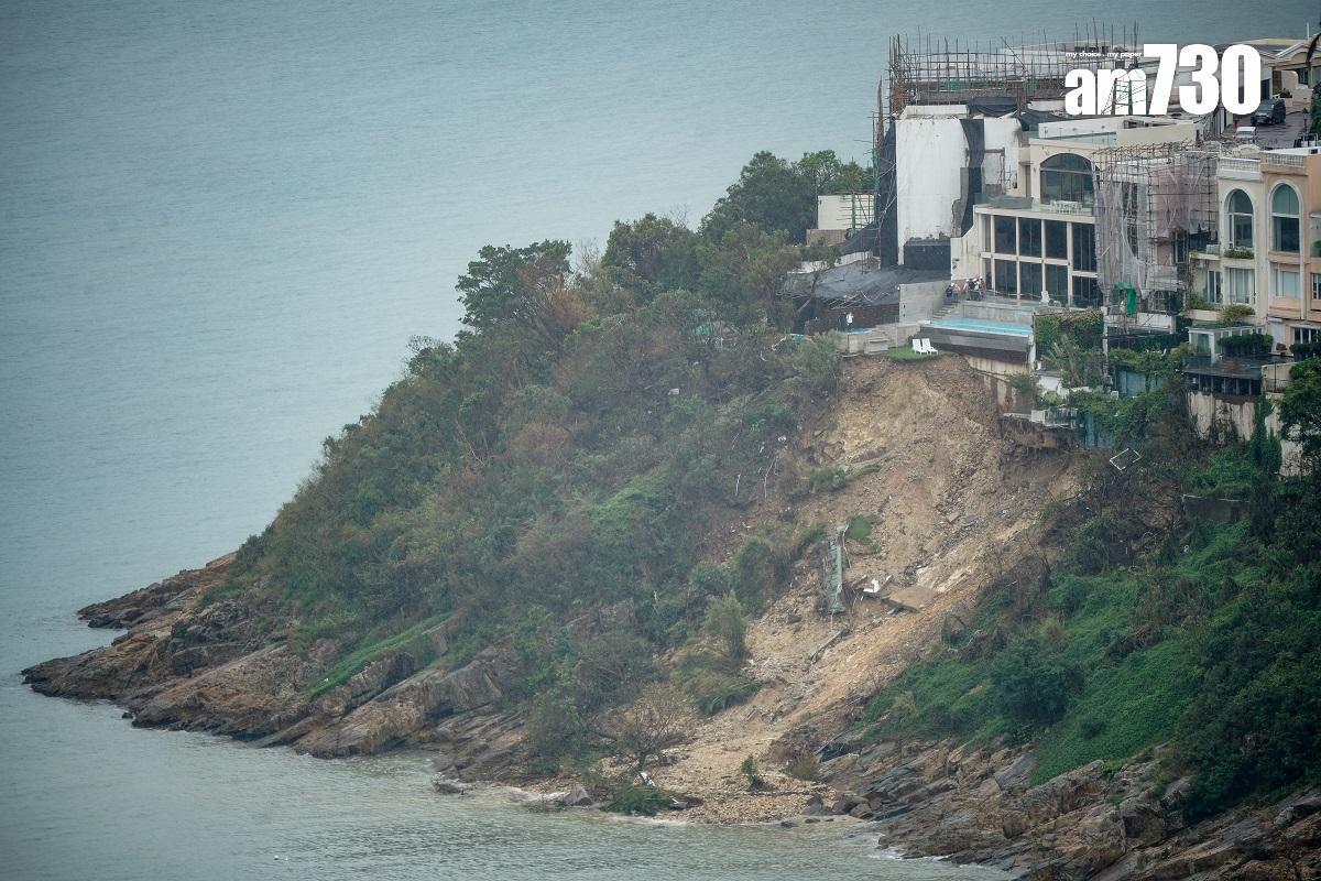 紅山半島發生山泥傾瀉,涉及的3間獨立屋被揭懷疑僭建或霸佔官地。(李睿哲攝)