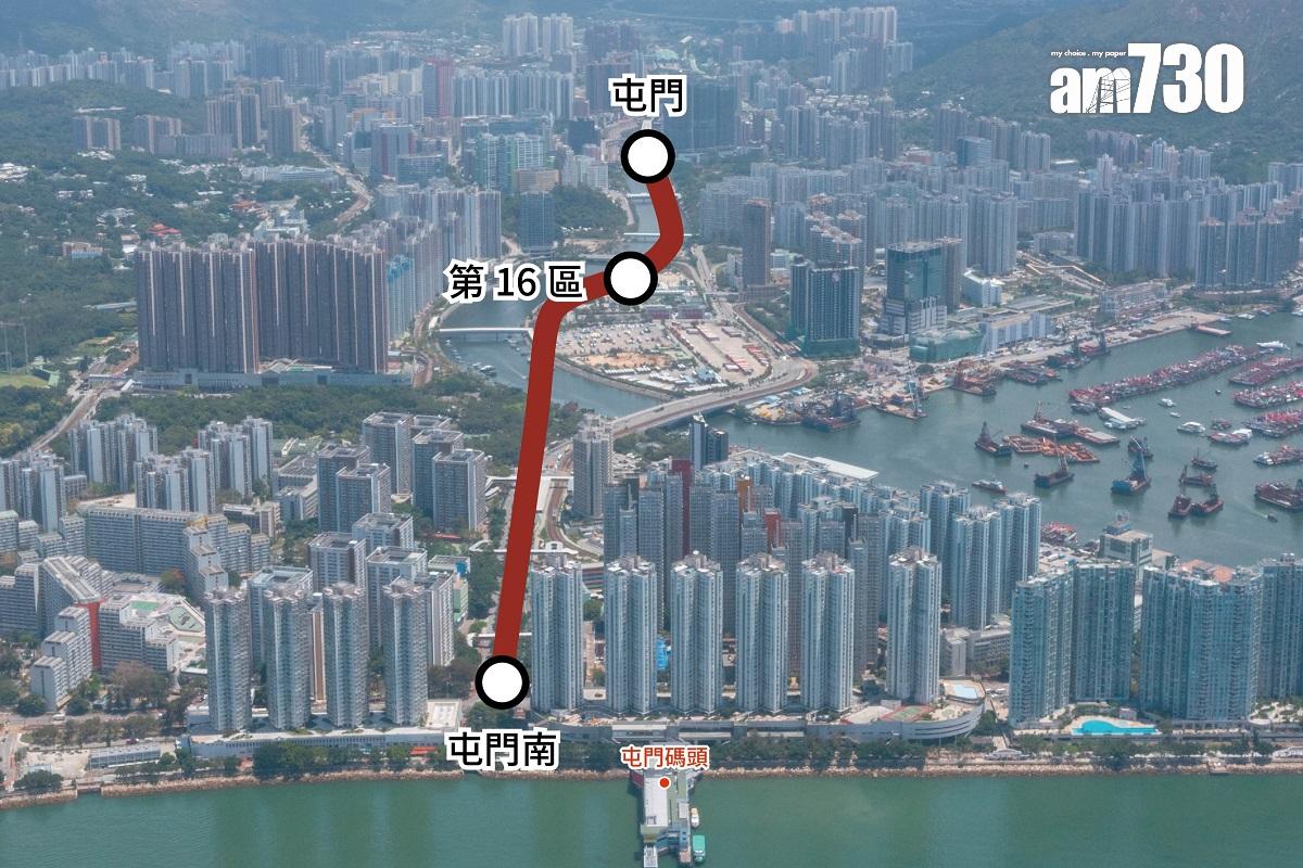 屯門南延綫項目主要包括從屯馬綫屯門站向南伸延約2.4公里,以及增設屯門南站和第16區站。(《am730》製圖)