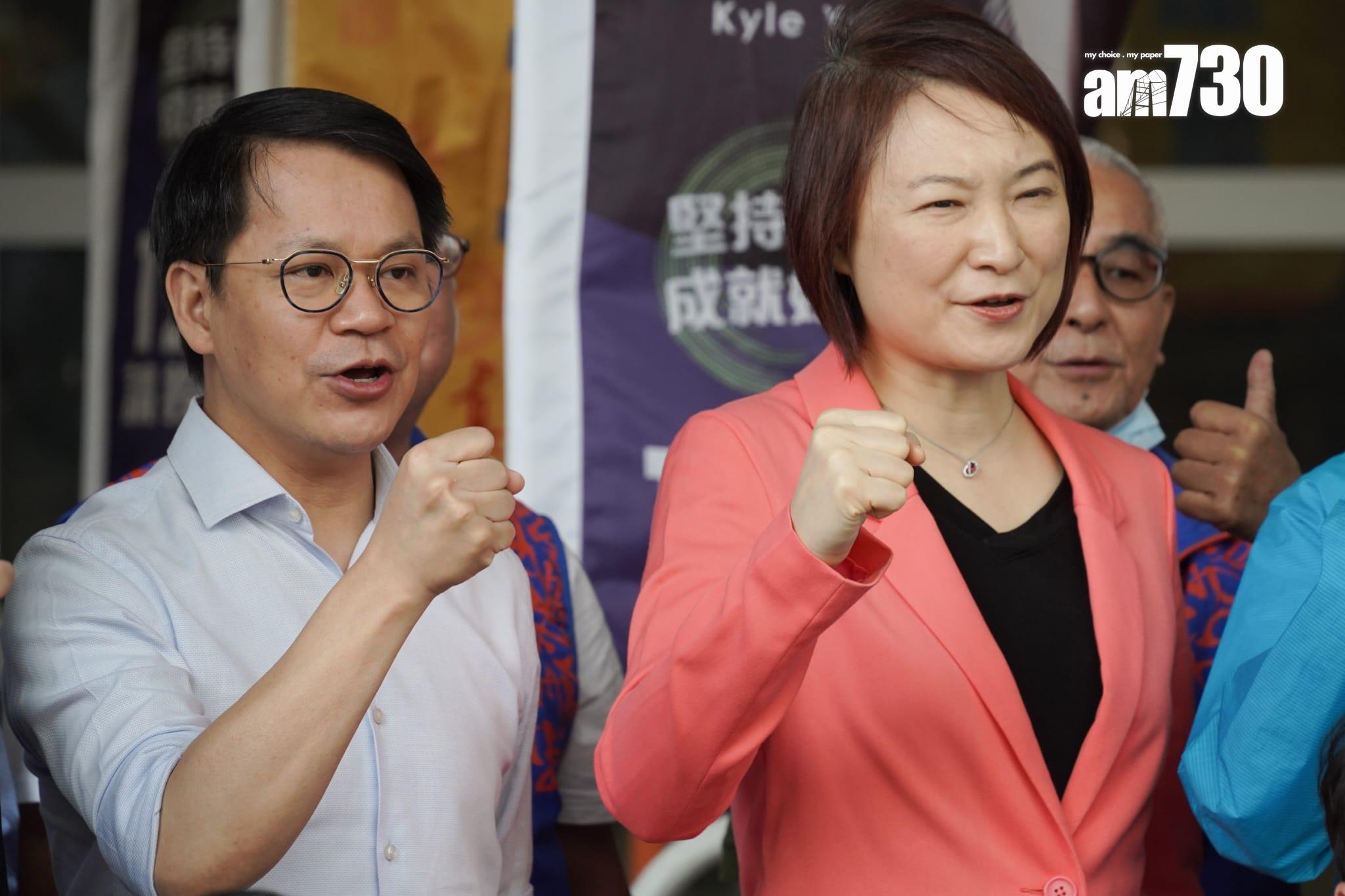 民建聯主席陳克勤與前主席李慧琼。(李睿哲攝)