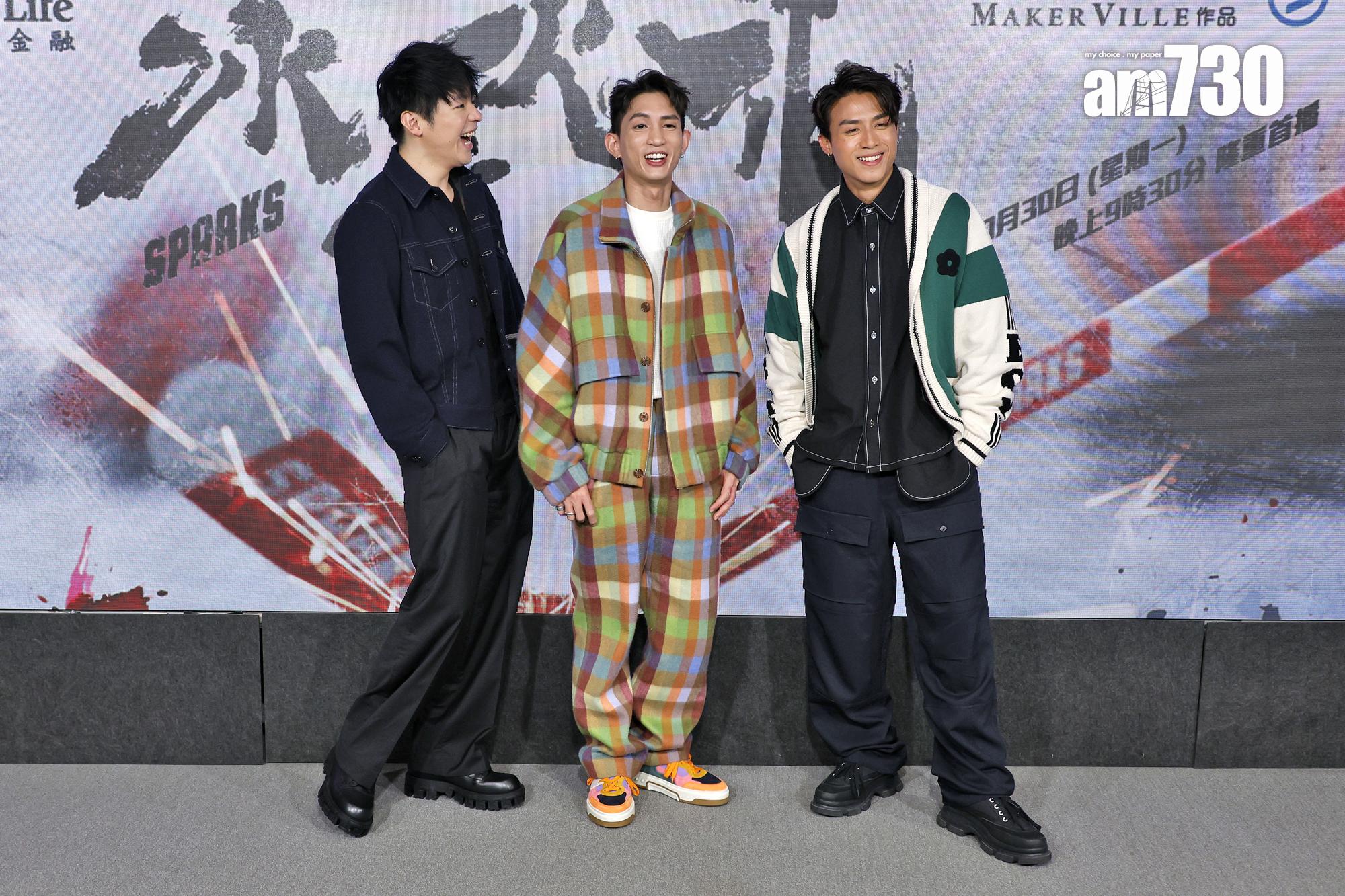 Ian、AK和Lokman受訪,分享拍攝《冰上火花》的點滴感受。(林俊源攝)