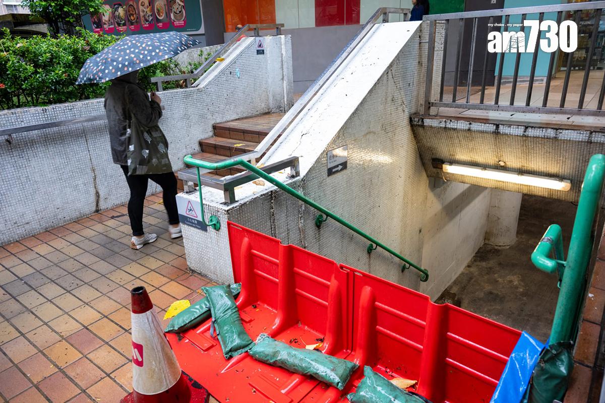 環翠邨停車場已加裝擋水板、抽水泵等設備。(陳奕釗攝)