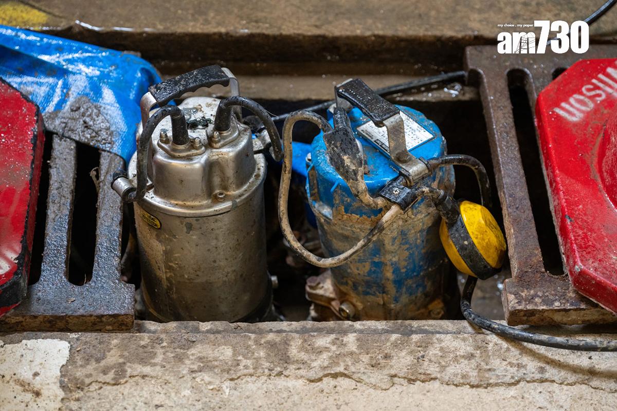 環翠邨停車場已加裝擋水板、抽水泵等設備。(陳奕釗攝)