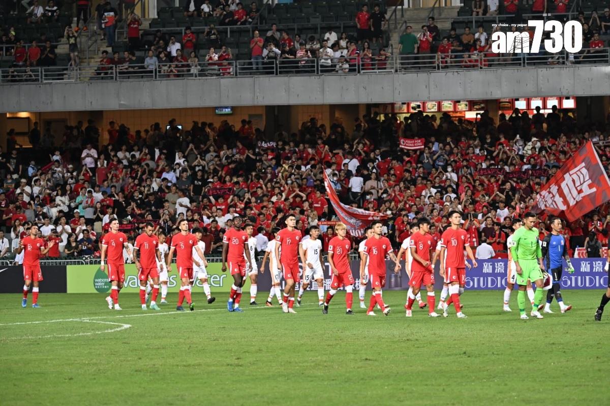 世界盃外圍賽,紅色球衣的港隊今晚在香港大球場迎戰不丹。(陳奕釗攝)