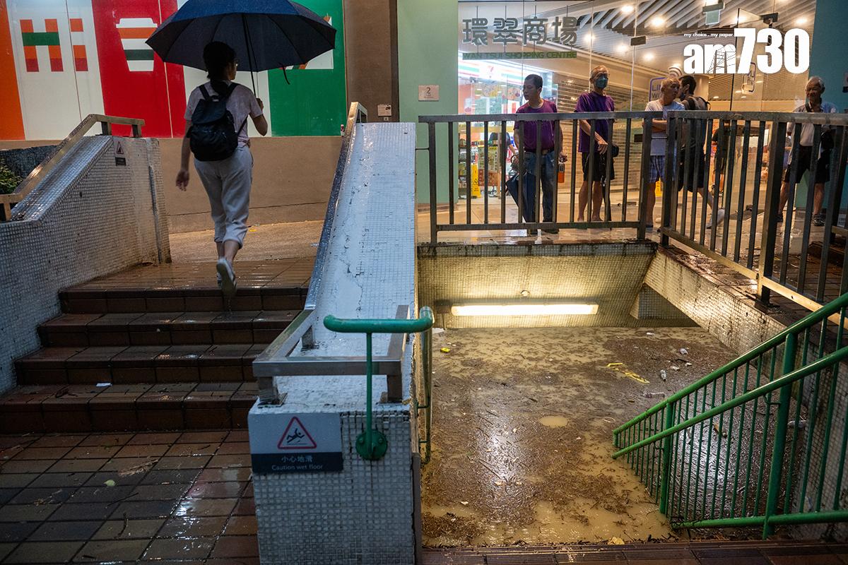 環翠邨停車場9月出現嚴重水浸,場內汽車幾乎淹浸至沒頂。(資料圖片/陳奕釗攝)