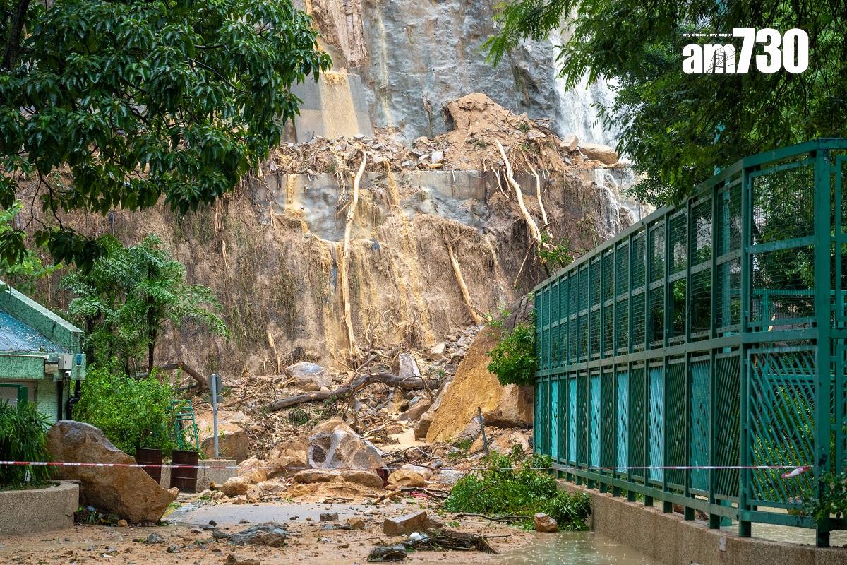筲箕灣耀興道在去年9月一場世紀暴雨後,發生嚴重山泥傾瀉。(資料圖片/陳奕釗攝)