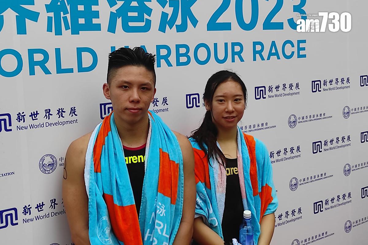 大病初癒的冼展霆(左),形容游泳過程都很辛苦。(李朗僑攝)