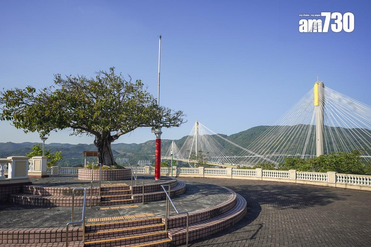 青嶼幹線觀景台頂層種有一棵樹。(李睿哲攝)