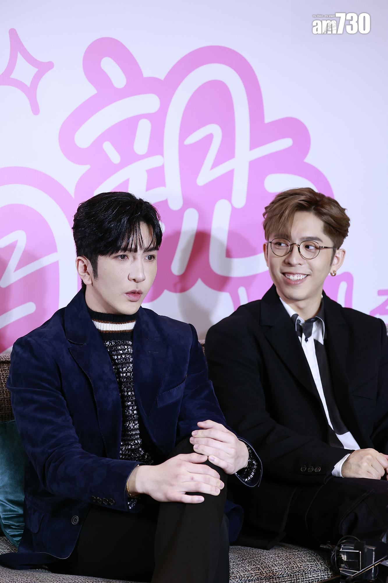 Anson Lo與Edan分享《社內相親》的拍攝點滴。(Kristy攝)