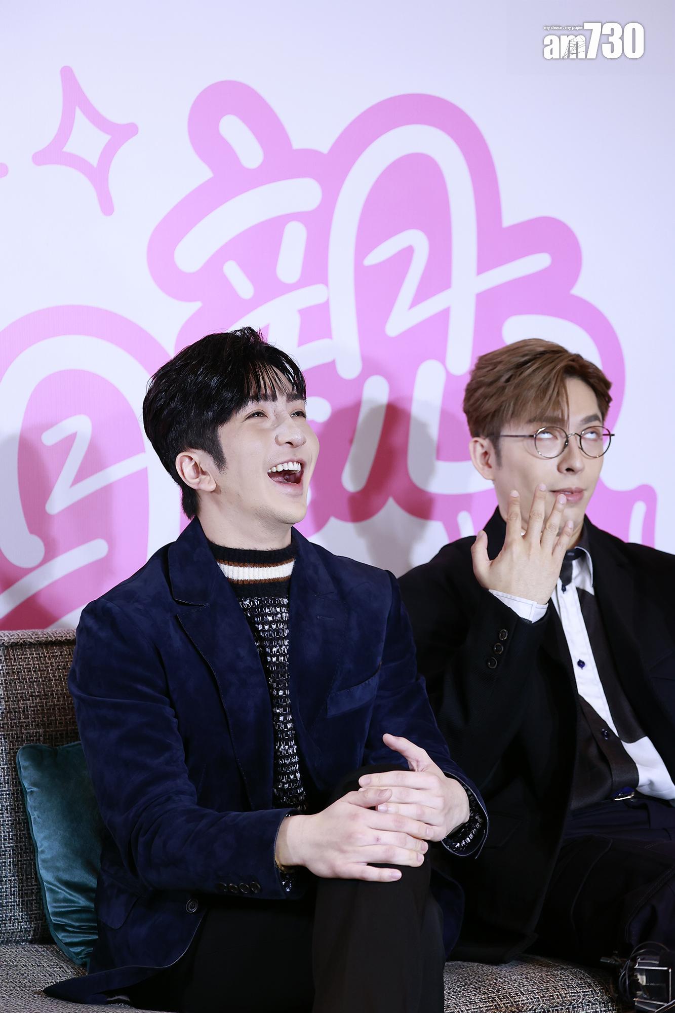 Anson Lo與Edan分享《社內相親》的拍攝點滴。(Kristy攝)