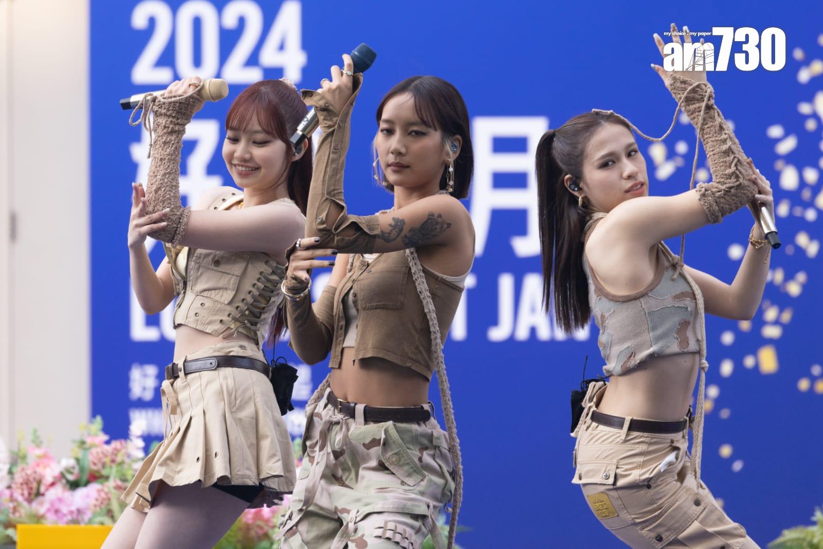 COLLAR於元旦出席沙田馬場「2024好運1月1」活動,跳唱3首快歌。(蘇文傑攝)