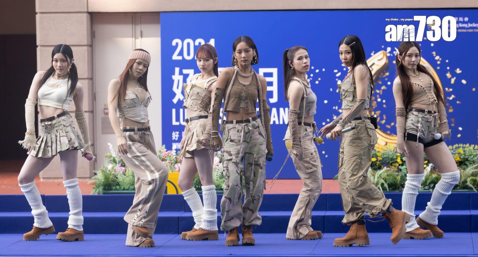 COLLAR於元旦出席沙田馬場「2024好運1月1」活動,跳唱3首快歌。(蘇文傑攝)