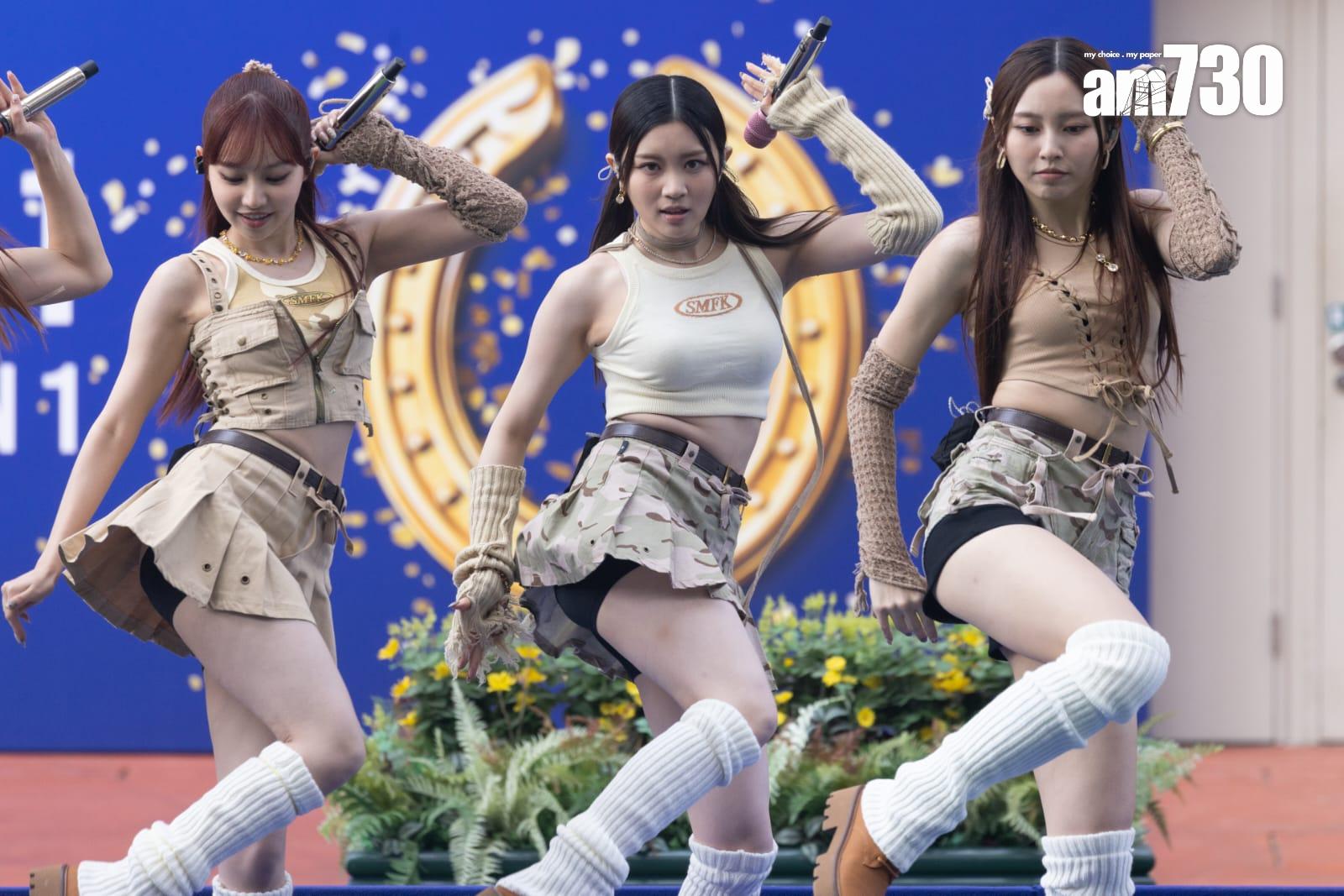 COLLAR於元旦出席沙田馬場「2024好運1月1」活動,跳唱3首快歌。(蘇文傑攝)