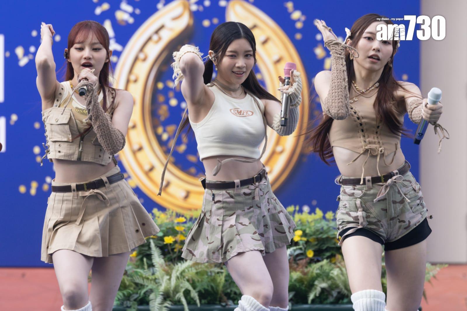 COLLAR於元旦出席沙田馬場「2024好運1月1」活動,跳唱3首快歌。(蘇文傑攝)