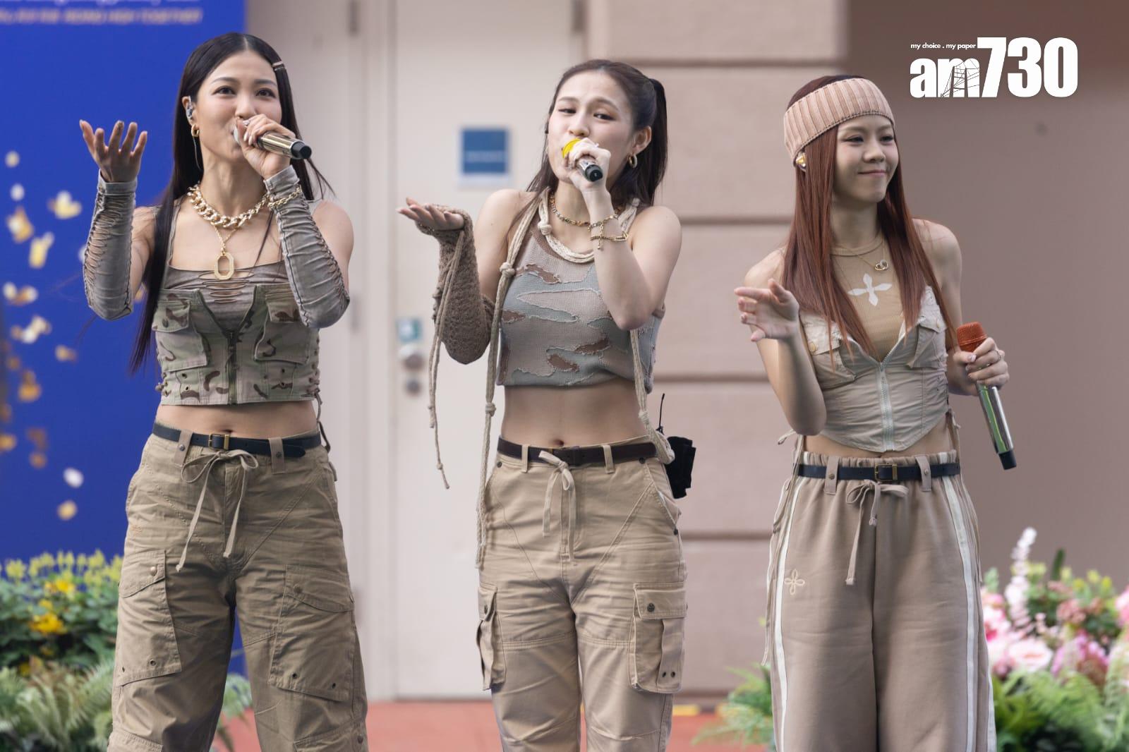 COLLAR於元旦出席沙田馬場「2024好運1月1」活動,跳唱3首快歌。(蘇文傑攝)