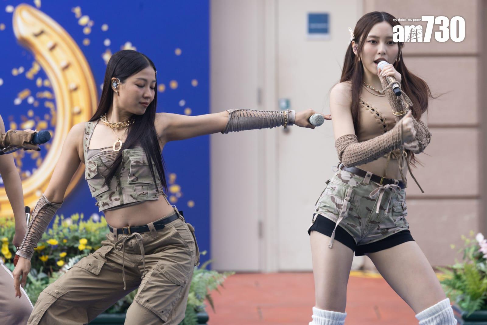 COLLAR於元旦出席沙田馬場「2024好運1月1」活動,跳唱3首快歌。(蘇文傑攝)