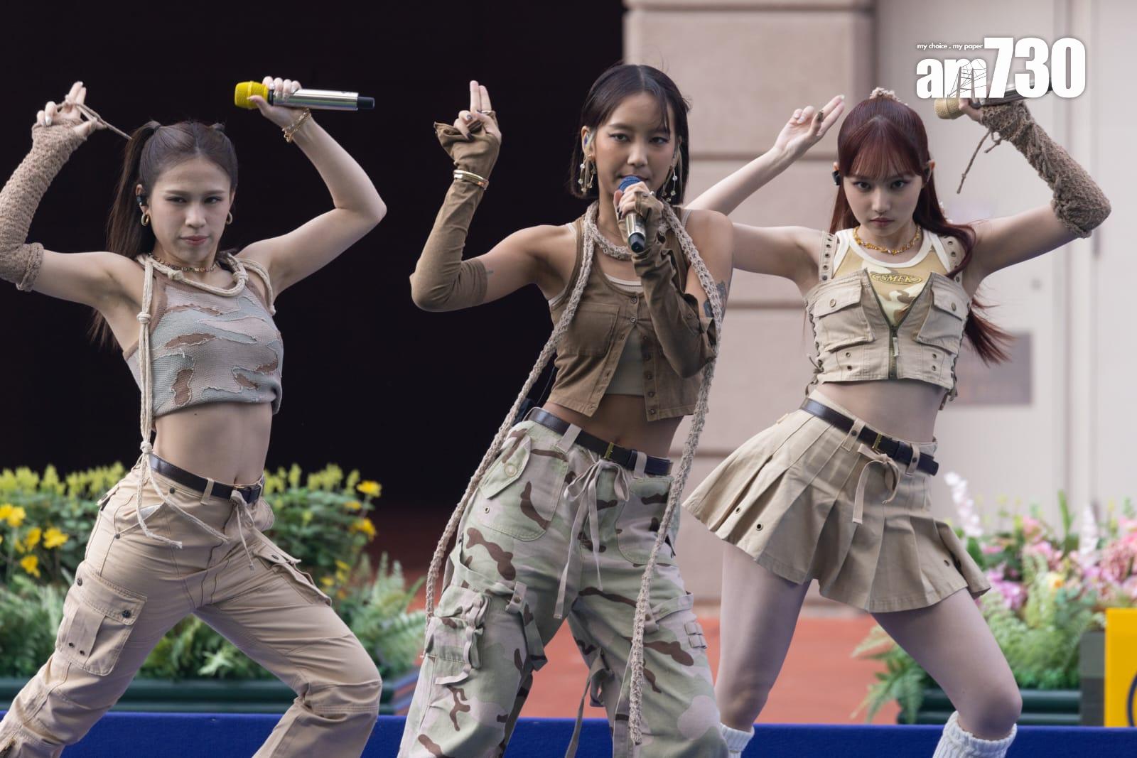 COLLAR於元旦出席沙田馬場「2024好運1月1」活動,跳唱3首快歌。(蘇文傑攝)