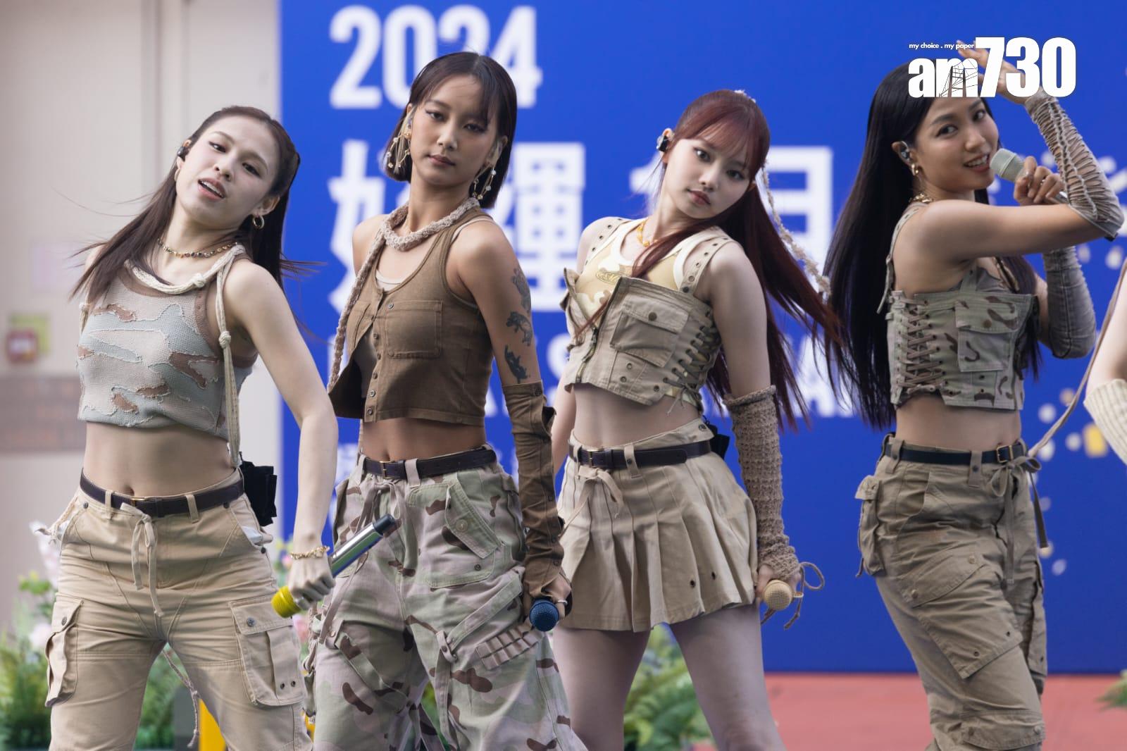 COLLAR於元旦出席沙田馬場「2024好運1月1」活動,跳唱3首快歌。(蘇文傑攝)