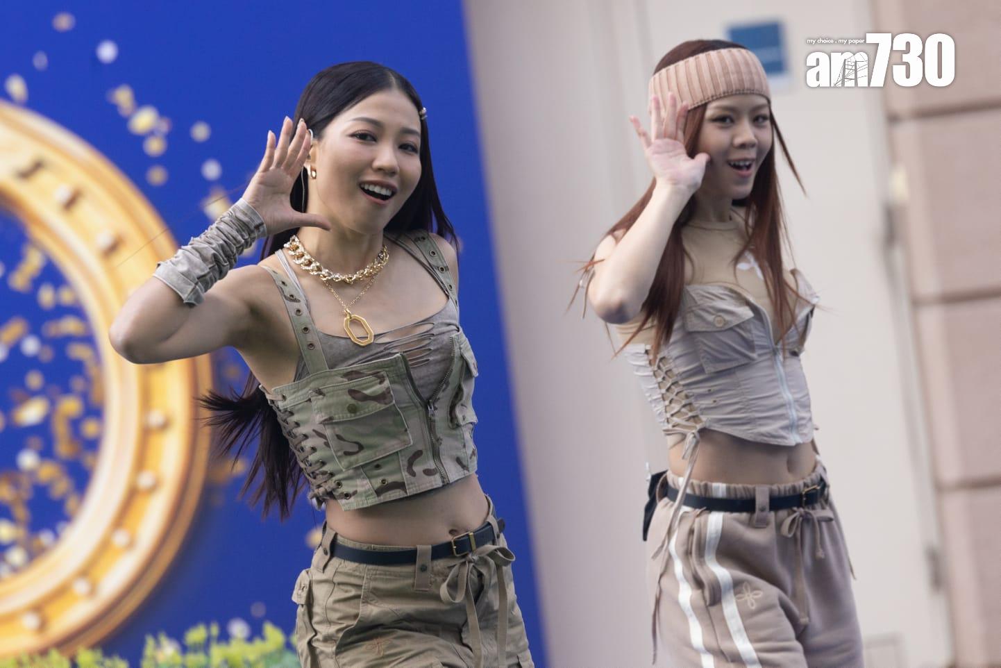 COLLAR於元旦出席沙田馬場「2024好運1月1」活動,跳唱3首快歌。(蘇文傑攝)