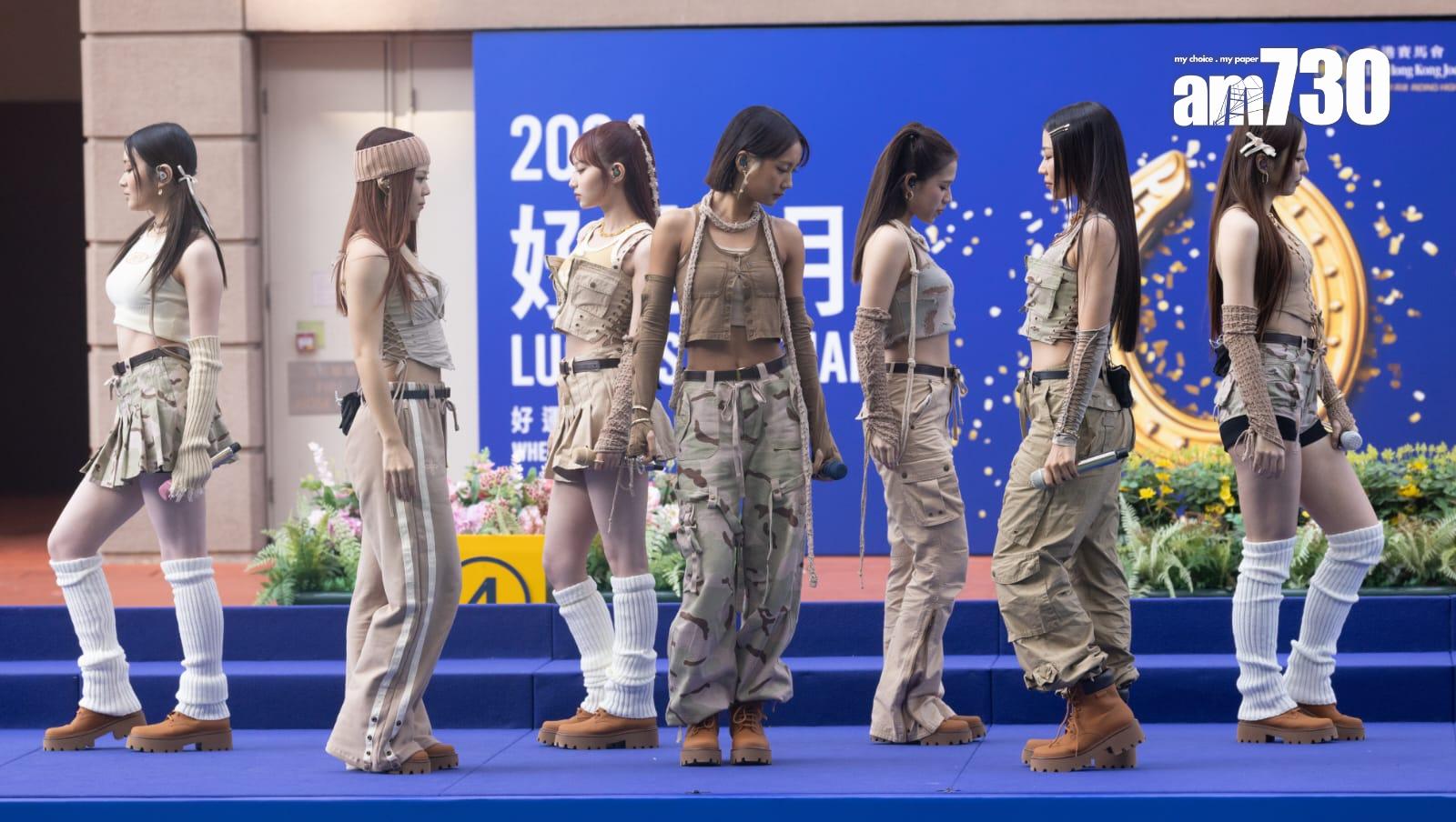 COLLAR於元旦出席沙田馬場「2024好運1月1」活動,跳唱3首快歌。(蘇文傑攝)