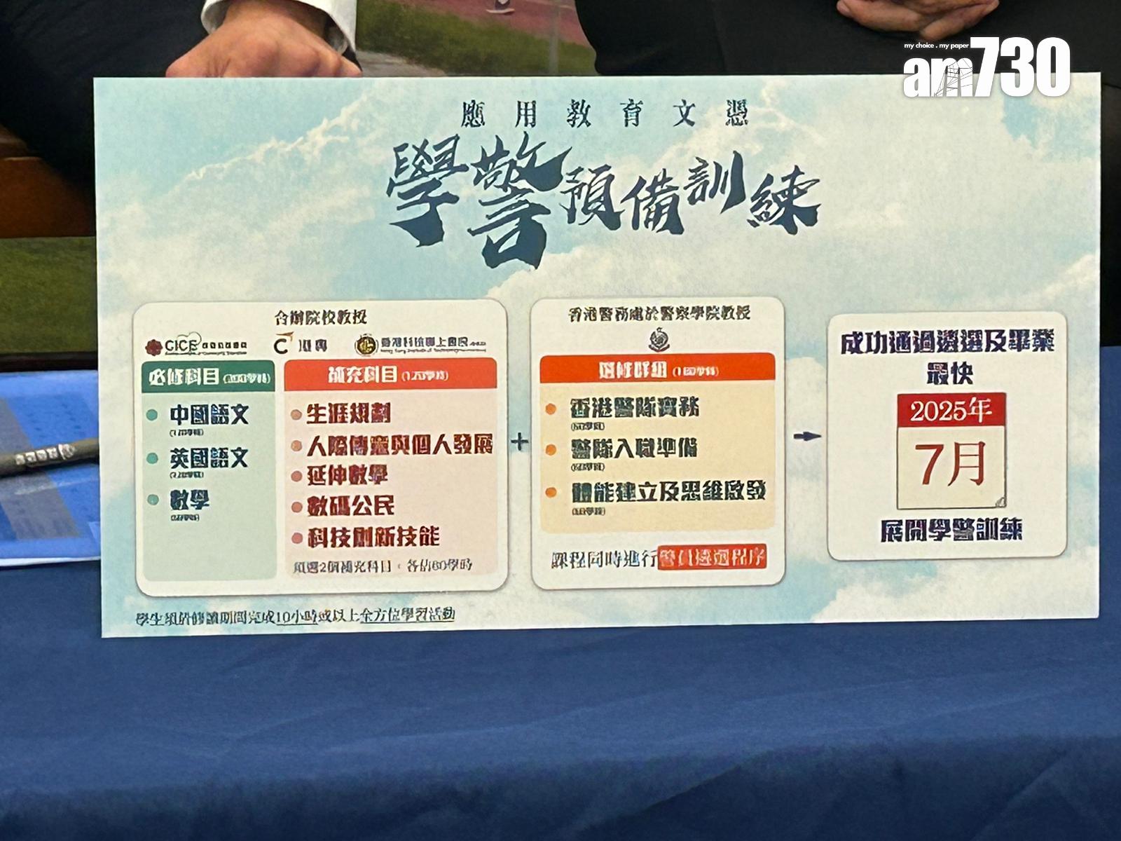 警察學院與專上院校合辦學警預備訓練課程,畢業後隨即可展開學警訓練。(陳芷晴攝)