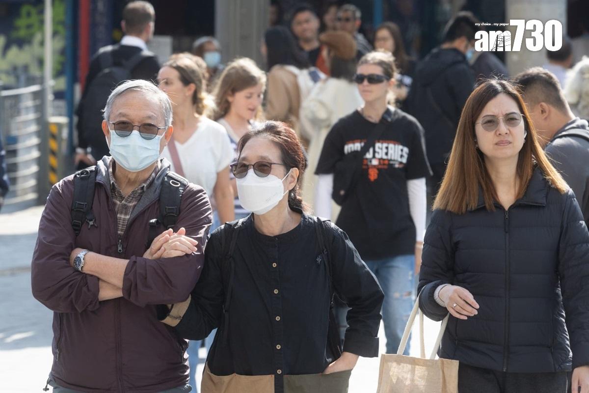 衞生防護中心建議市民在人多地方佩戴口罩。(蘇文傑攝)