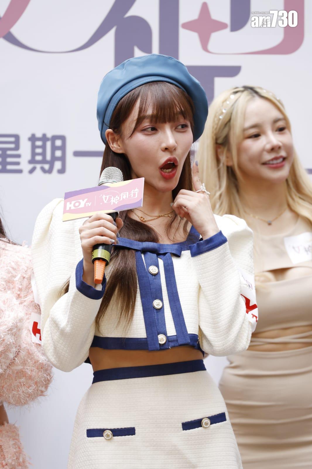 林襄今日現身荃灣,為HOY TV全新節目《女神同行》出席見面會。 (林俊源攝)