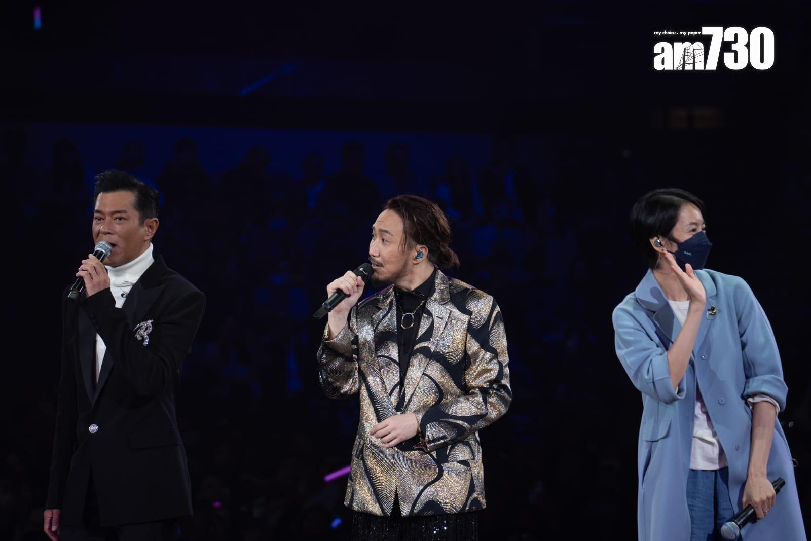 古天樂即興叫梁詠琪、193、肥仔等上台合唱。(林譪怡攝)