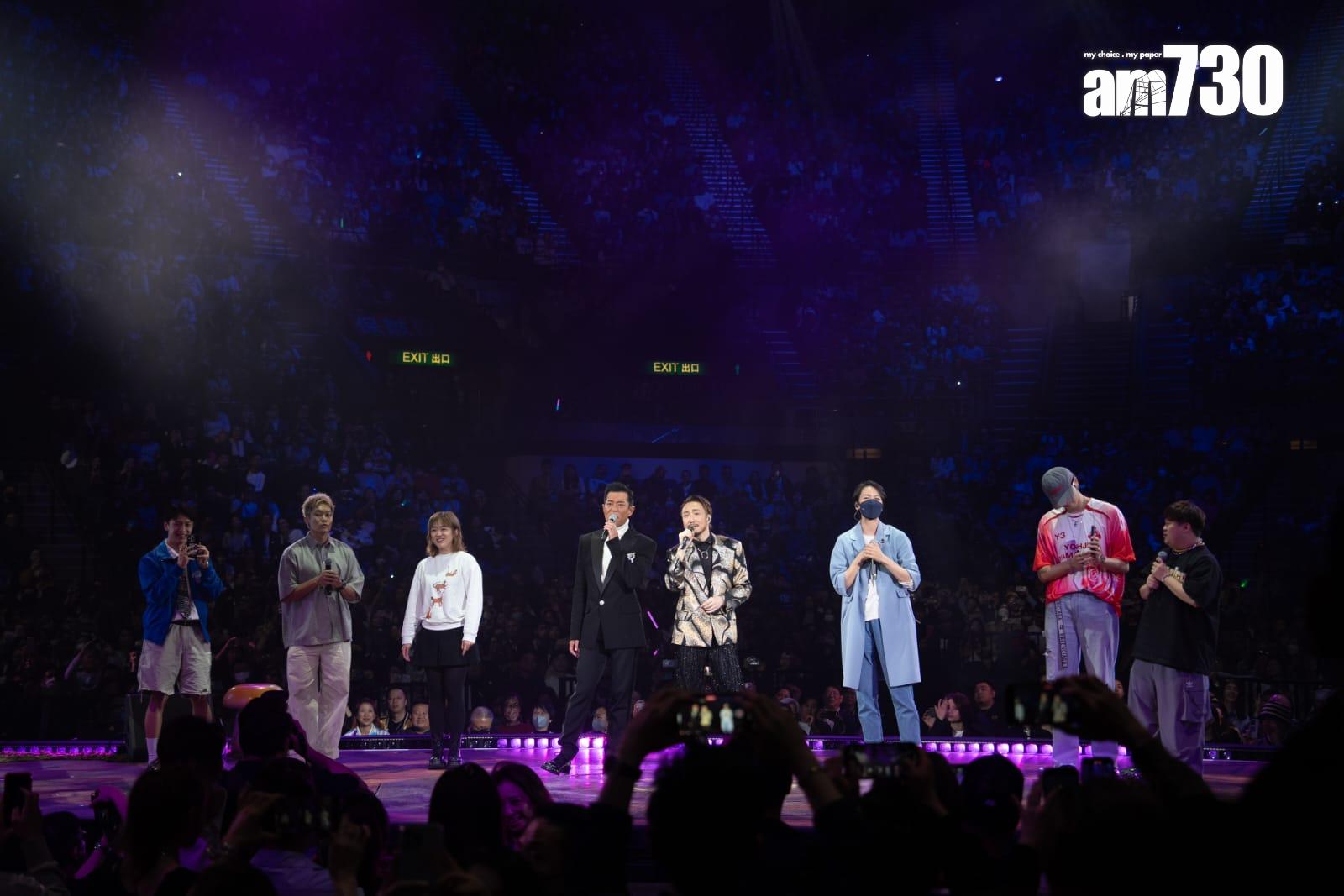 古天樂即興叫梁詠琪、193、肥仔等上台合唱。(林譪怡攝)