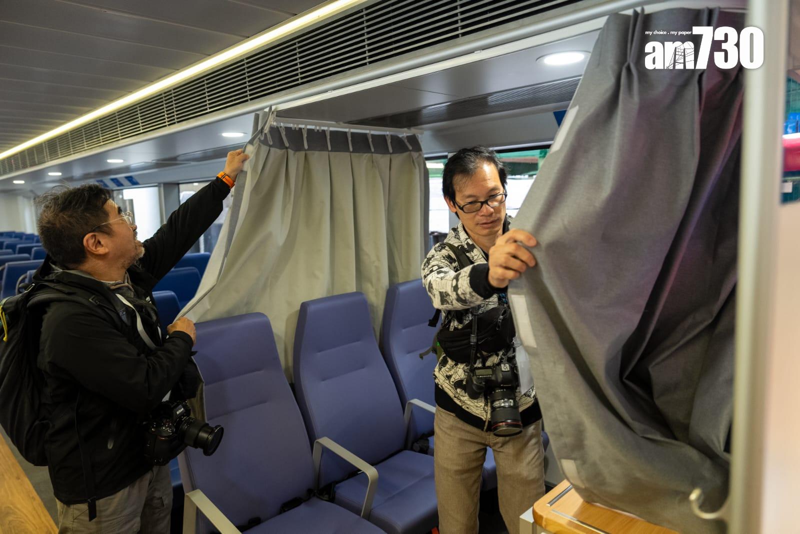 新渡輪旗下兩艘新船均能乘載約500名乘客,同時有母嬰專用座、額外通風設施的寵物區、更多輪椅座位和行李架等人性化設施;「新明珠2」使用碳纖維複合材料,具有耐腐蝕、抗疲勞等優勢。(林靄怡攝)