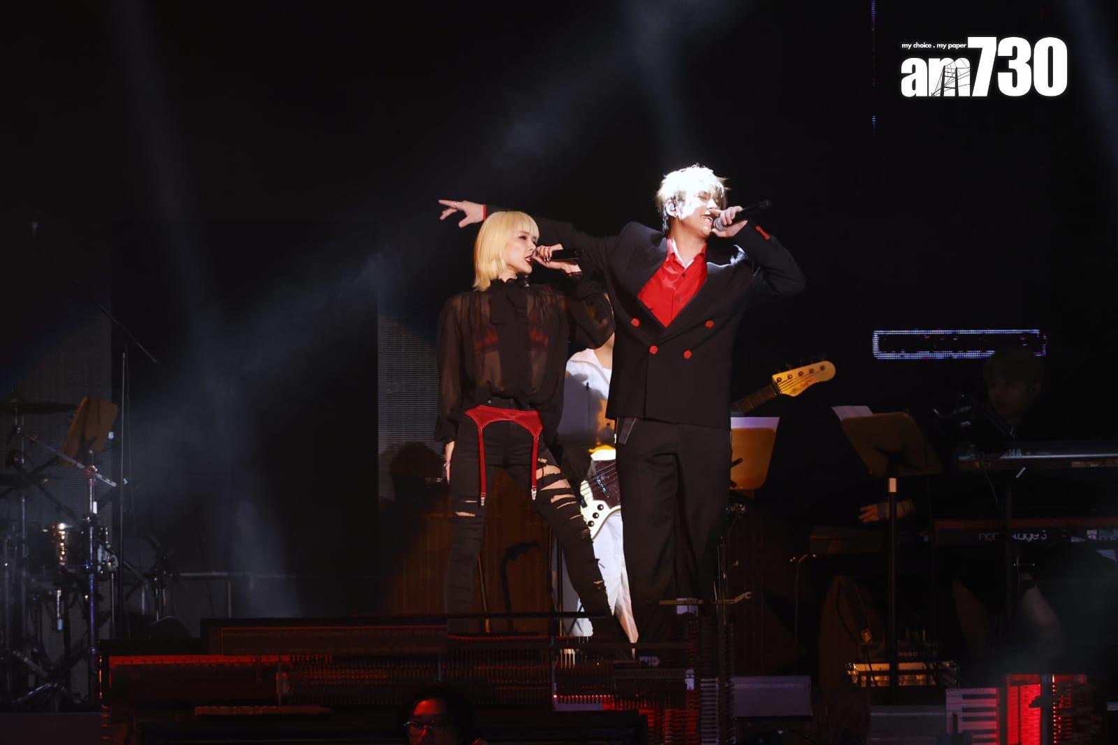 姜濤與方皓玟在《Blueprint of Memories, by Edward Chan》中,火辣合唱《Dummy》。(林俊源攝)