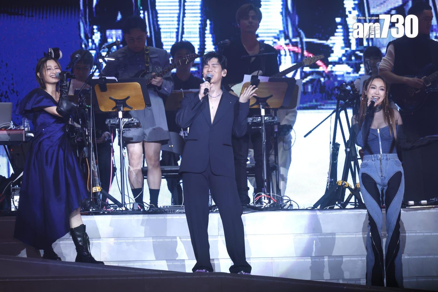 林奕匡、黃妍和葉巧琳在《Blueprint of Memories, by Edward Chan》合唱新歌《藝術與科學》。(林俊源攝)