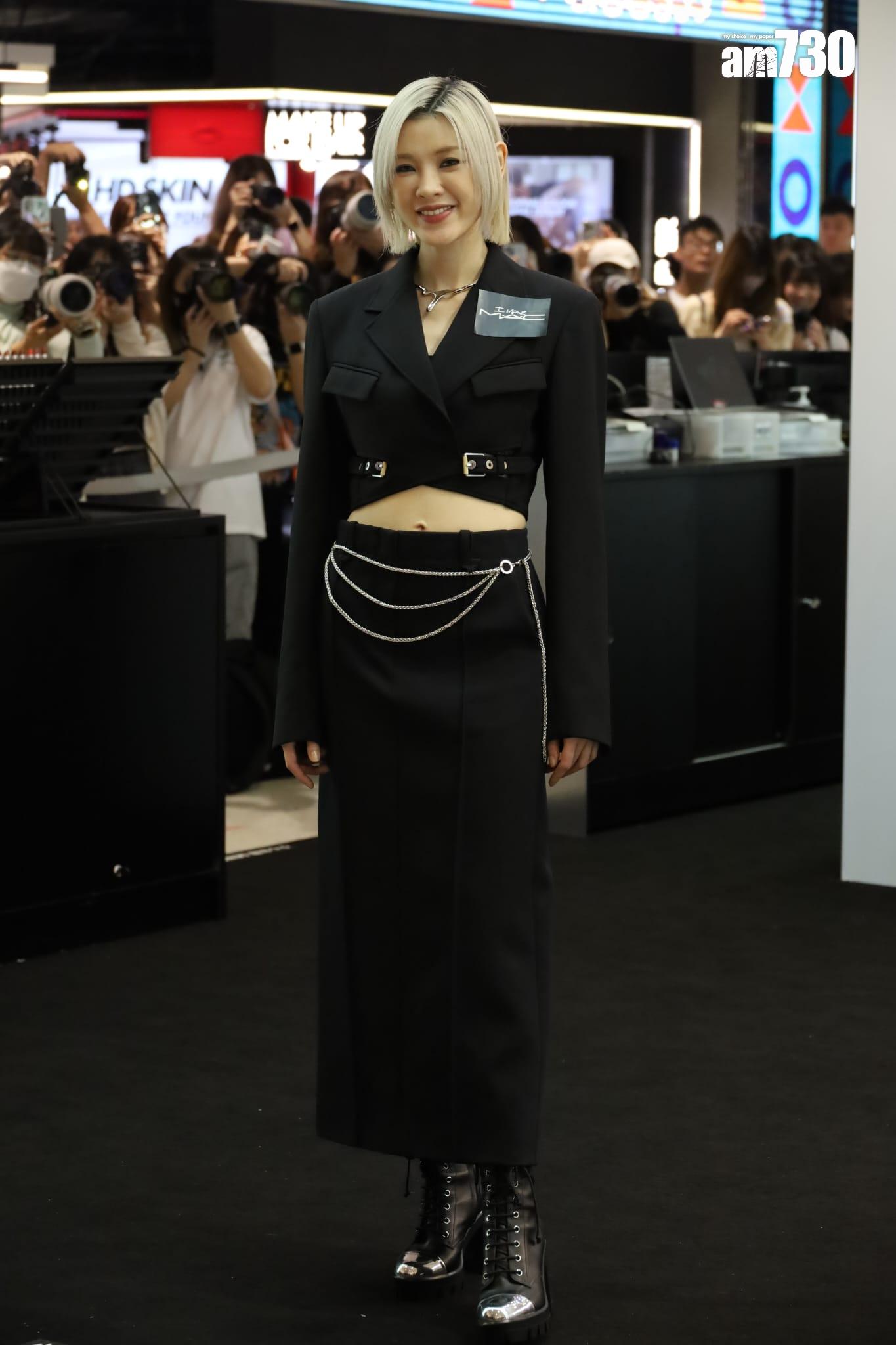 陳蕾今日現身尖沙咀活動。 (鍾式明攝)