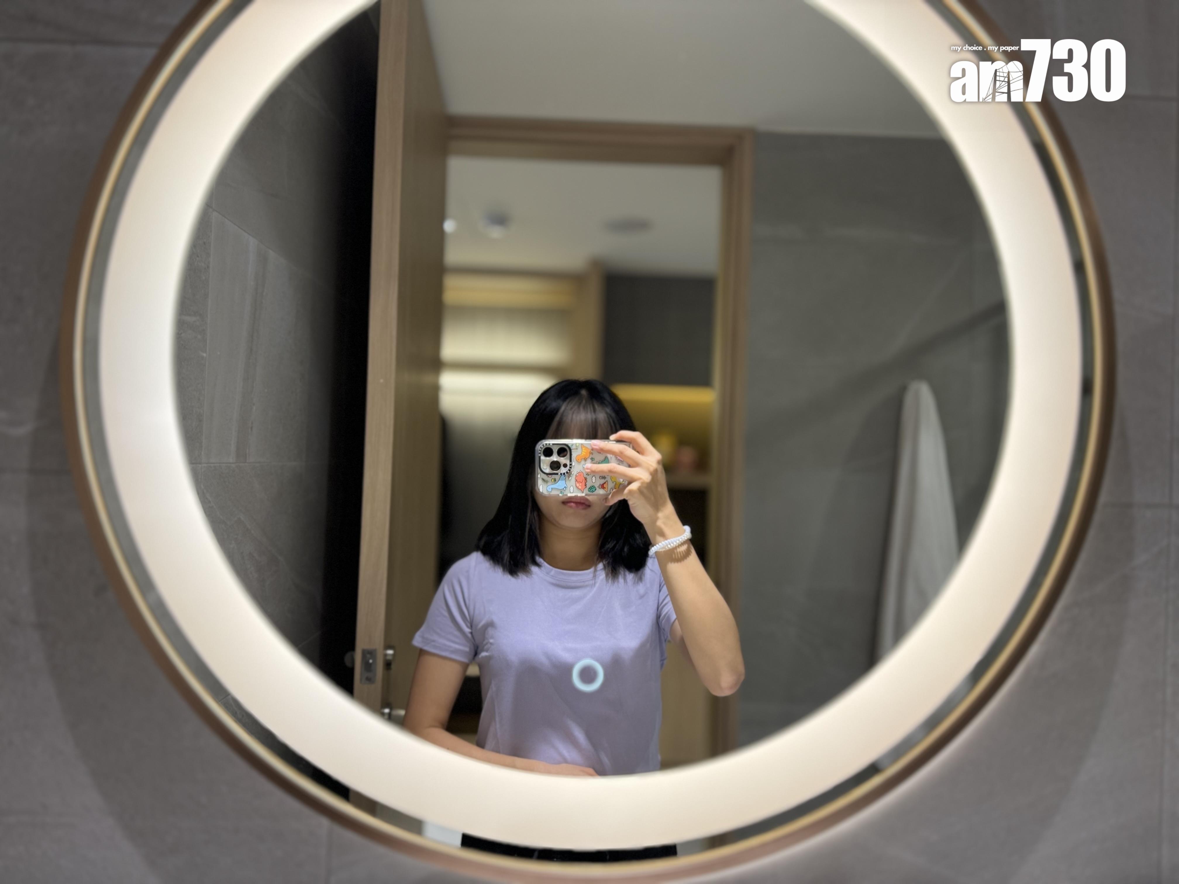 洗手間的鏡子自帶打燈效果,絕對是女生福音!