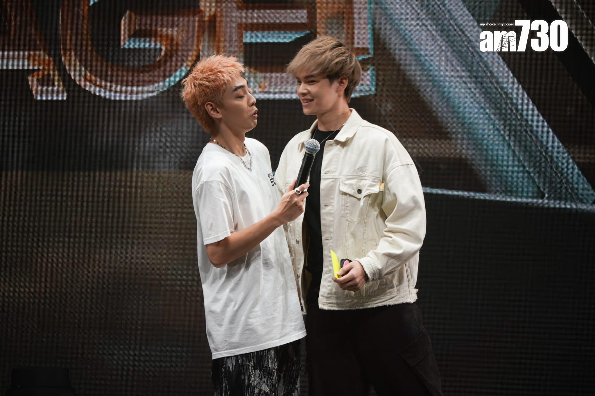 PIX3L與fans玩遊戲,黎展峯以粉絲身份上台 。(林靄怡攝)