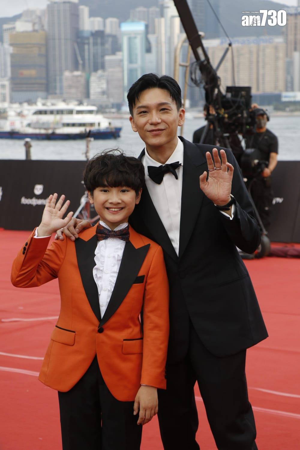 金像獎2024|黃梓樂指片中父親鄭中基已經唔喺度,旁邊的小野即叫他「唔好再亂講嘢」。 (林俊源攝)