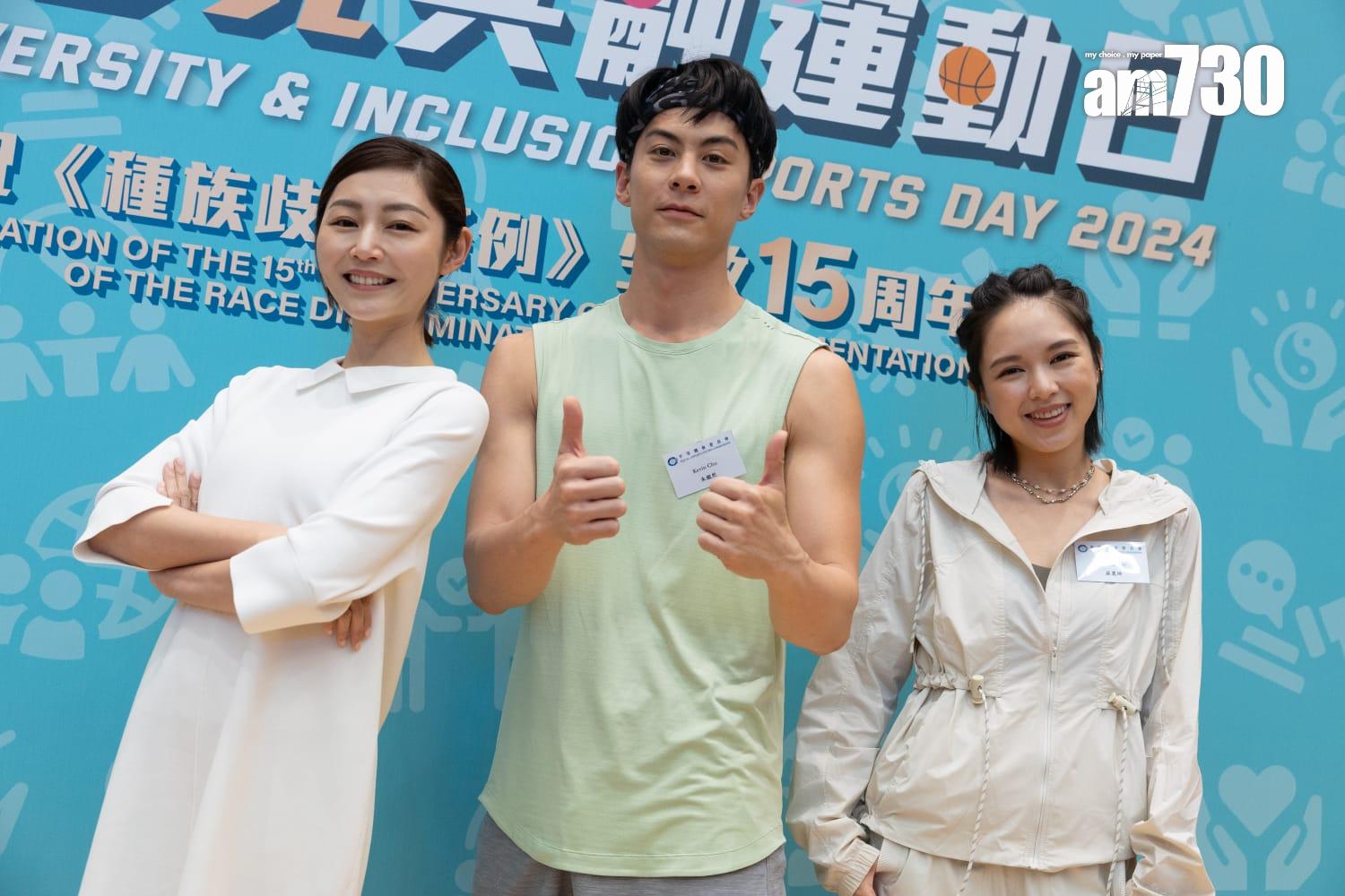 衛詩雅、朱鑑然及蘇麗珊出席活動大玩閃避球。(蘇文傑攝)