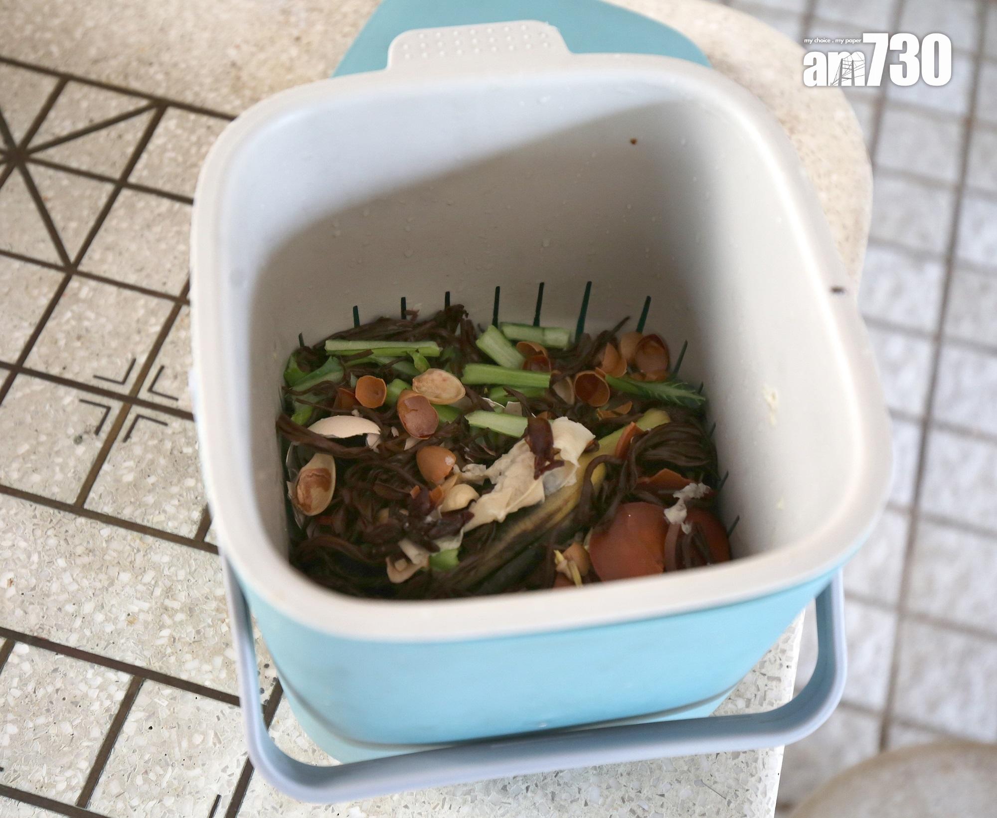 廚餘機使用過程逐格睇。(董立華攝)