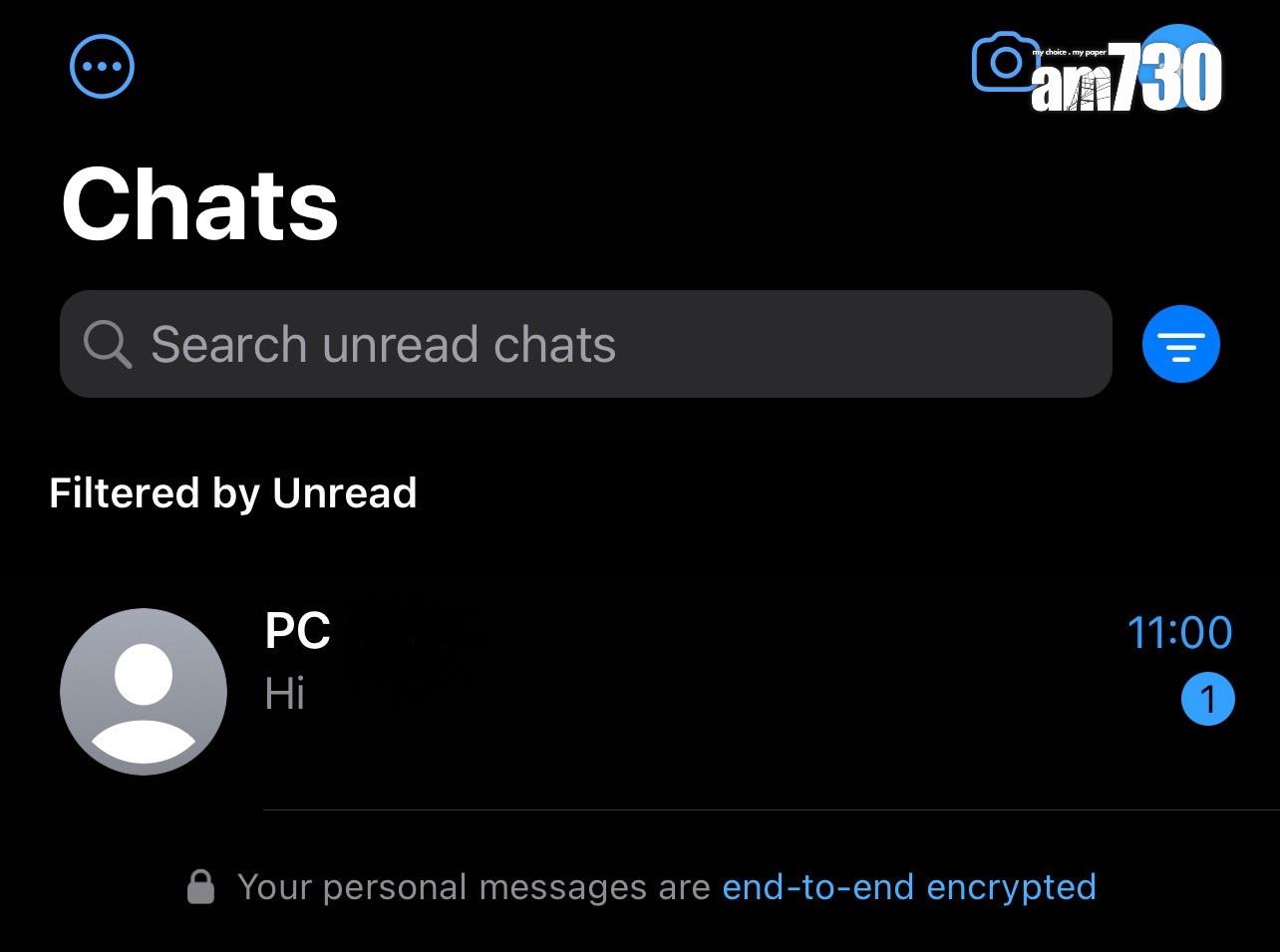 WhatsApp新功能|實測更新後暫時只可篩選未讀訊息。