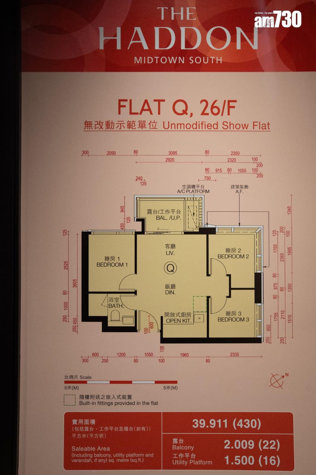 THE HADDON示範單位|262呎一房特高樓底設計 430呎三房儲物空間足|多圖有片