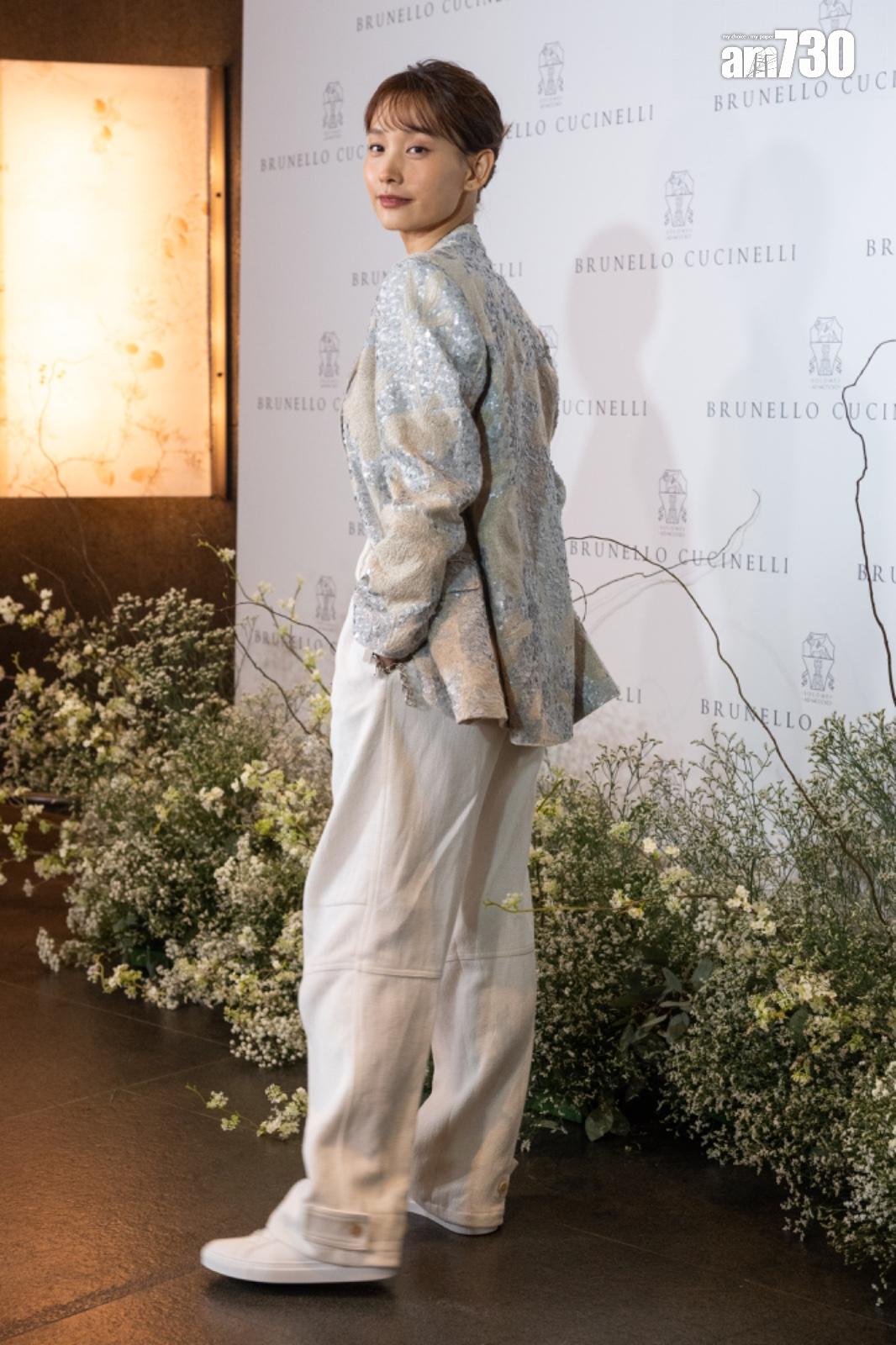 談善言以露腰造型出席Brunello Cucinelli新款香水發布會。(陳奕釗攝)